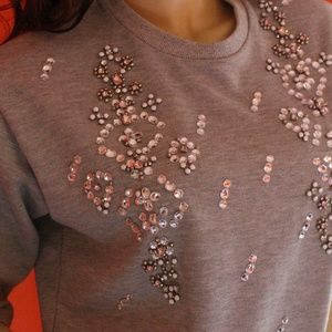 JOA RHINESTONE EMBELLISHED SWEATSHIRT SIZE S